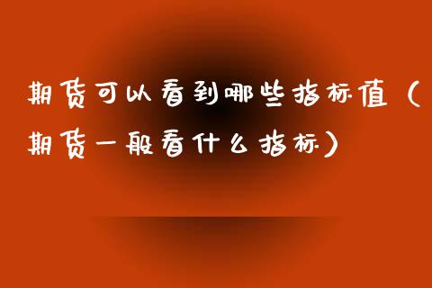期货可以看到哪些指标值（期货一般看什么指标）_https://www.xmqjcw.com_期货投资_第1张