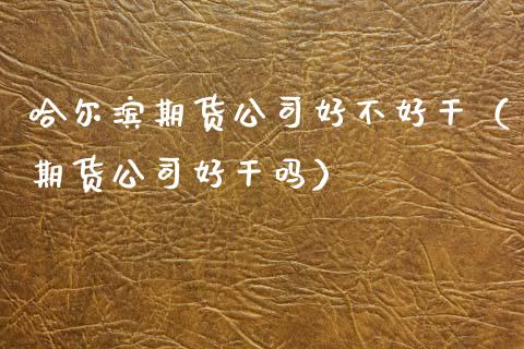 哈尔滨期货公司好不好干（期货公司好干吗）_https://www.xmqjcw.com_期货投资_第1张