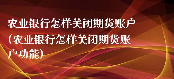 农业银行怎样关闭期货账户(农业银行怎样关闭期货账户功能)_https://www.xmqjcw.com_期货直播室_第1张