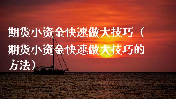期货小资金快速做大技巧（期货小资金快速做大技巧的方法）_https://www.xmqjcw.com_期货行情_第1张