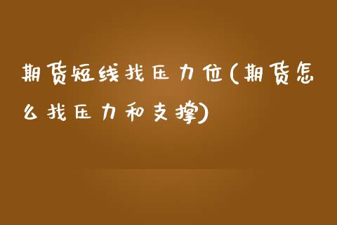 期货短线找压力位(期货怎么找压力和支撑)_https://www.xmqjcw.com_期货行情_第1张