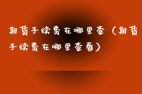 期货手续费在哪里查（期货手续费在哪里查看）_https://www.xmqjcw.com_期货直播室_第1张