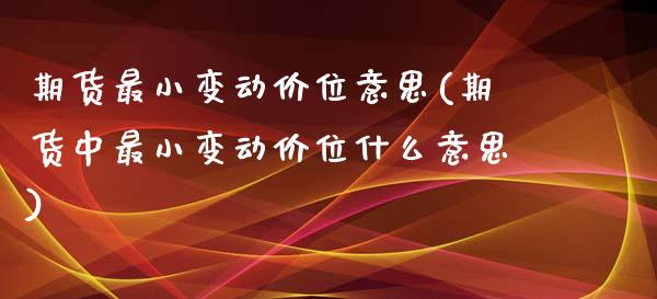 期货最小变动价位意思(期货中最小变动价位什么意思)_https://www.xmqjcw.com_基金理财_第1张