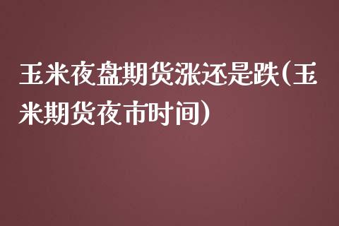 玉米夜盘期货涨还是跌(玉米期货夜市时间)_https://www.xmqjcw.com_期货百科_第1张