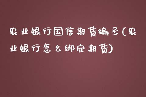 农业银行国信期货编号(农业银行怎么绑定期货)_https://www.xmqjcw.com_期货行情_第1张