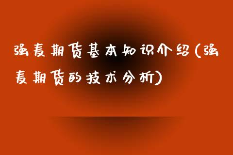 强麦期货基本知识介绍(强麦期货的技术分析)_https://www.xmqjcw.com_基金理财_第1张