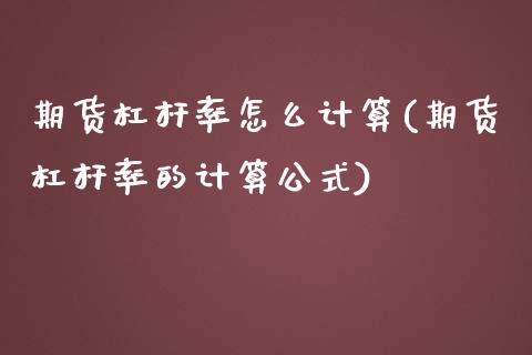 期货杠杆率怎么计算(期货杠杆率的计算公式)_https://www.xmqjcw.com_期货百科_第1张