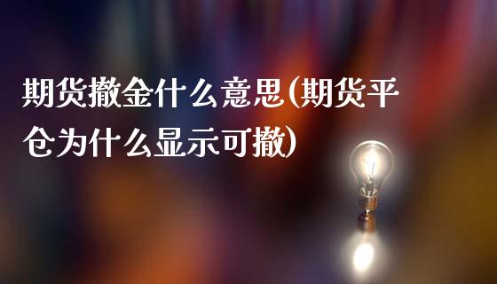 期货撤金什么意思(期货平仓为什么显示可撤)_https://www.xmqjcw.com_期货百科_第1张