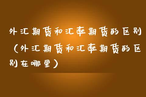 外汇期货和汇率期货的区别（外汇期货和汇率期货的区别在哪里）_https://www.xmqjcw.com_期货开户_第1张