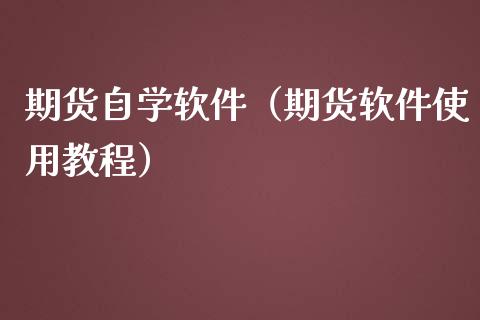 期货自学软件（期货软件使用教程）_https://www.xmqjcw.com_期货投资_第1张