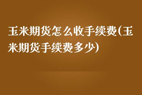 玉米期货怎么收手续费(玉米期货手续费多少)_https://www.xmqjcw.com_期货百科_第1张