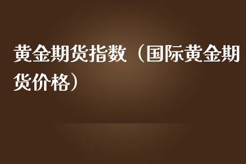黄金期货指数（国际黄金期货价格）_https://www.xmqjcw.com_期货投资_第1张