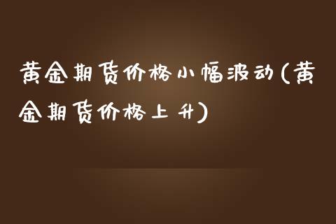 黄金期货价格小幅波动(黄金期货价格上升)_https://www.xmqjcw.com_股票投资_第1张