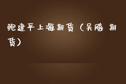 鲍建平上海期货（吴飚 期货）_https://www.xmqjcw.com_期货行情_第1张