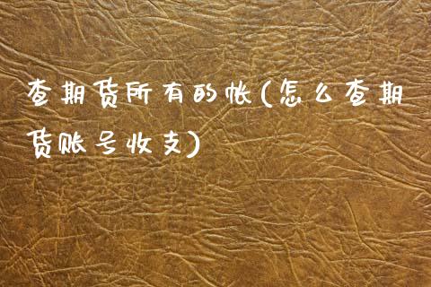 查期货所有的帐(怎么查期货账号收支)_https://www.xmqjcw.com_期货开户_第1张