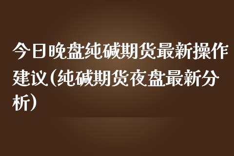 今日晚盘纯碱期货最新操作建议(纯碱期货夜盘最新分析)_https://www.xmqjcw.com_期货开户_第1张