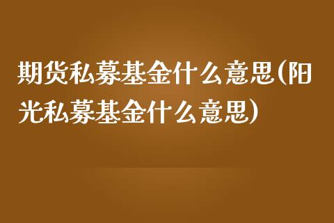 期货私募基金什么意思(阳光私募基金什么意思)_https://www.xmqjcw.com_股票投资_第1张