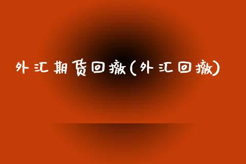 外汇期货回撤(外汇回撤)_https://www.xmqjcw.com_期货投资_第1张