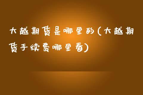 大越期货是哪里的(大越期货手续费哪里看)_https://www.xmqjcw.com_基金理财_第1张