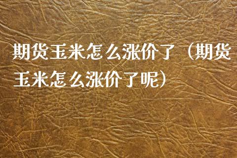 期货玉米怎么涨价了（期货玉米怎么涨价了呢）_https://www.xmqjcw.com_期货投资_第1张