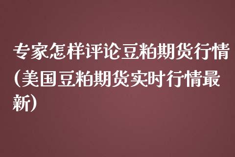 专家怎样评论豆粕期货行情(美国豆粕期货实时行情最新)_https://www.xmqjcw.com_期货开户_第1张