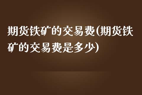 期货铁矿的交易费(期货铁矿的交易费是多少)_https://www.xmqjcw.com_期货百科_第1张