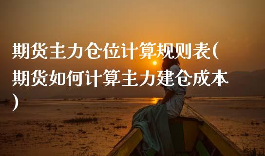 期货主力仓位计算规则表(期货如何计算主力建仓成本)_https://www.xmqjcw.com_期货百科_第1张