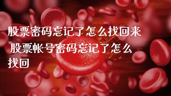 股票**忘记了怎么找回来 股票帐号**忘记了怎么找回_https://www.xmqjcw.com_股票投资_第1张