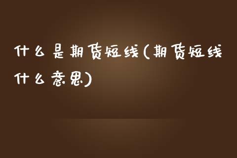 什么是期货短线(期货短线什么意思)_https://www.xmqjcw.com_期货百科_第1张