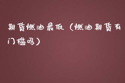 期货燃油最低（燃油期货有门槛吗）_https://www.xmqjcw.com_期货投资_第1张