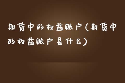 期货中的权益账户(期货中的权益账户是什么)_https://www.xmqjcw.com_期货直播室_第1张