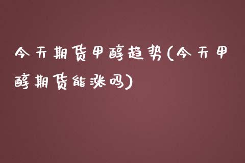 今天期货甲醇趋势(今天甲醇期货能涨吗)_https://www.xmqjcw.com_期货直播室_第1张
