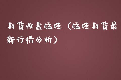 期货收盘锰硅（锰硅期货最新行情分析）_https://www.xmqjcw.com_期货投资_第1张