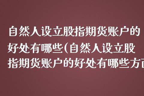 自然人设立股指期货账户的好处有哪些(自然人设立股指期货账户的好处有哪些方面)_https://www.xmqjcw.com_期货开户_第1张
