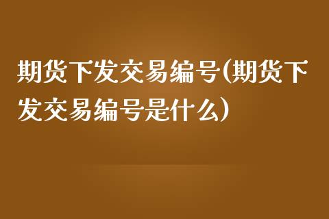 期货下发交易编号(期货下发交易编号是什么)_https://www.xmqjcw.com_期货投资_第1张