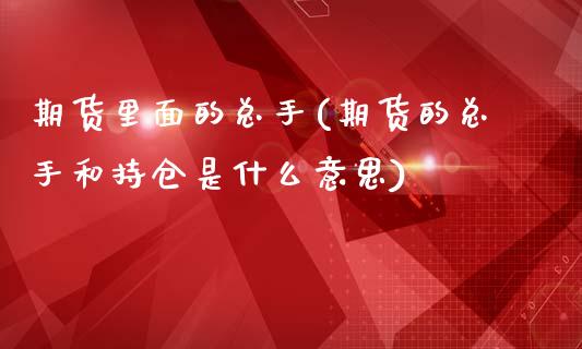 期货里面的总手(期货的总手和持仓是什么意思)_https://www.xmqjcw.com_期货投资_第1张