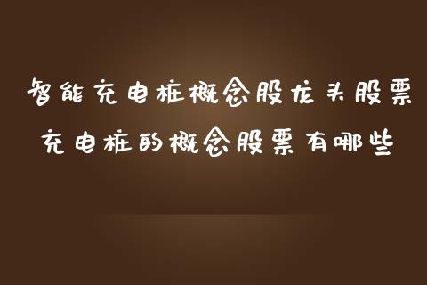 智能充电桩概念股龙头股票 充电桩的概念股票有哪些_https://www.xmqjcw.com_股票投资_第1张