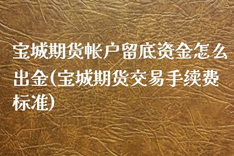 宝城期货帐户留底资金怎么出金(宝城期货交易手续费标准)_https://www.xmqjcw.com_期货百科_第1张