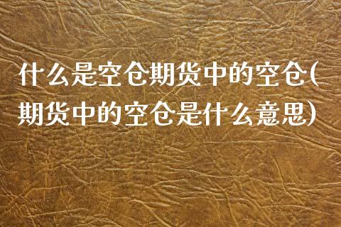 什么是空仓期货中的空仓(期货中的空仓是什么意思)_https://www.xmqjcw.com_基金理财_第1张
