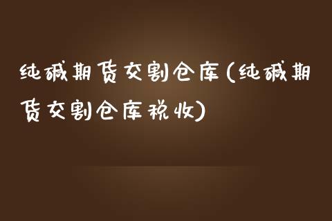 纯碱期货交割仓库(纯碱期货交割仓库税收)_https://www.xmqjcw.com_期货直播室_第1张