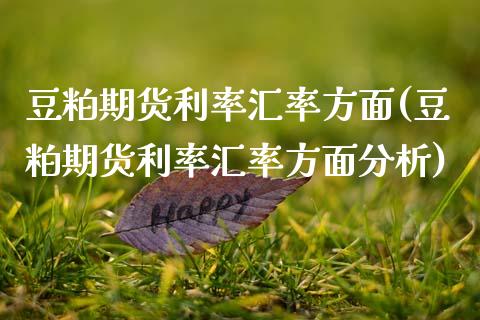 豆粕期货利率汇率方面(豆粕期货利率汇率方面分析)_https://www.xmqjcw.com_期货投资_第1张