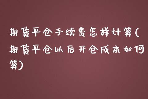 期货平仓手续费怎样计算(期货平仓以后开仓成本如何算)_https://www.xmqjcw.com_期货百科_第1张