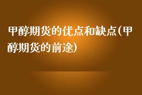 甲醇期货的优点和缺点(甲醇期货的前途)_https://www.xmqjcw.com_期货百科_第1张