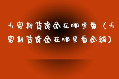 天富期货资金在哪里看（天富期货资金在哪里看余额）_https://www.xmqjcw.com_期货投资_第1张