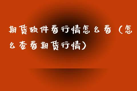 期货软件看行情怎么看（怎么查看期货行情）_https://www.xmqjcw.com_期货直播室_第1张