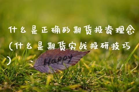 什么是正确的期货投资理念(什么是期货实战投研技巧)_https://www.xmqjcw.com_期货百科_第1张