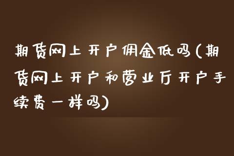 期货网上开户佣金低吗(期货网上开户和营业厅开户手续费一样吗)_https://www.xmqjcw.com_期货百科_第1张