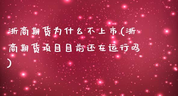 浙商期货为什么不上市(浙商期货项目目前还在运行吗)_https://www.xmqjcw.com_期货百科_第1张
