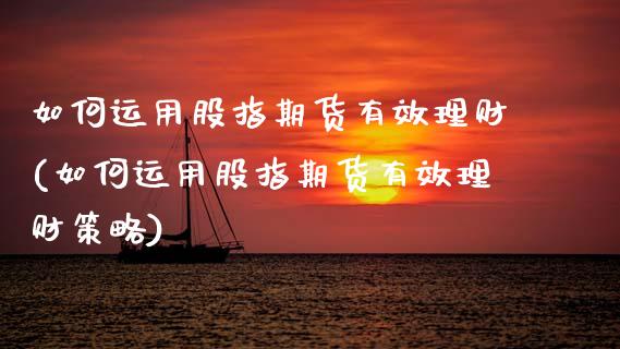 如何运用股指期货有效理财(如何运用股指期货有效理财策略)_https://www.xmqjcw.com_期货百科_第1张