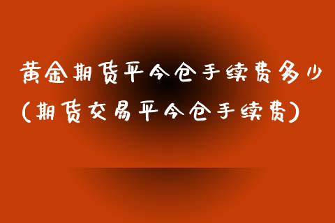 黄金期货平今仓手续费多少(期货交易平今仓手续费)_https://www.xmqjcw.com_期货行情_第1张